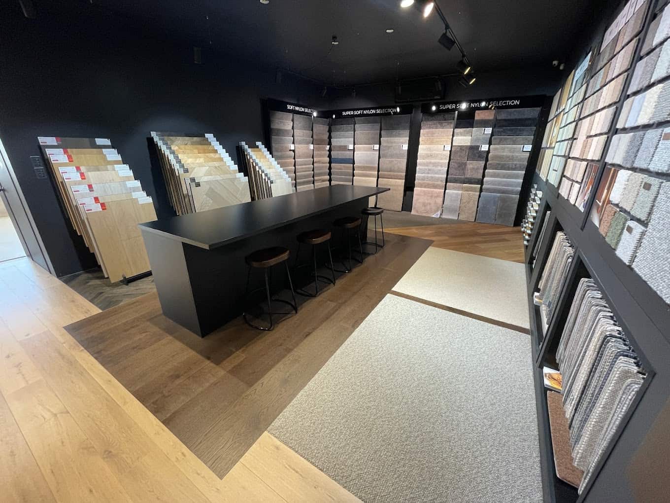 Engineered timber sample boards on display at One Source Floors